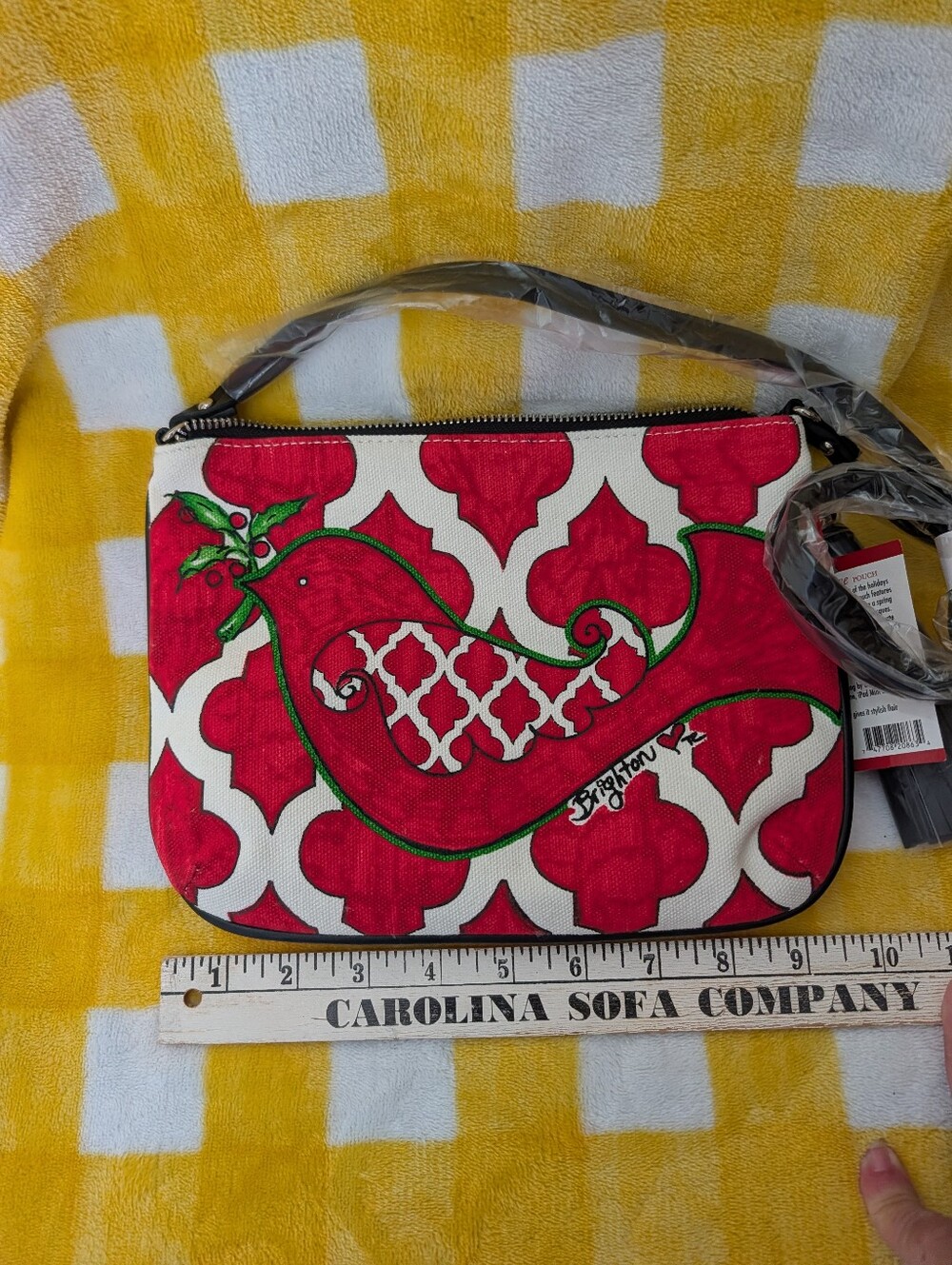 Brighton Red and White Printed Crossbody Pouch